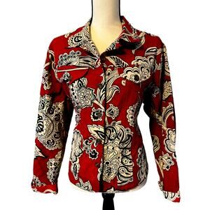 CANDY COUTURE Paisley Cotton Jacket Women’s XL Embellished Retro Funky